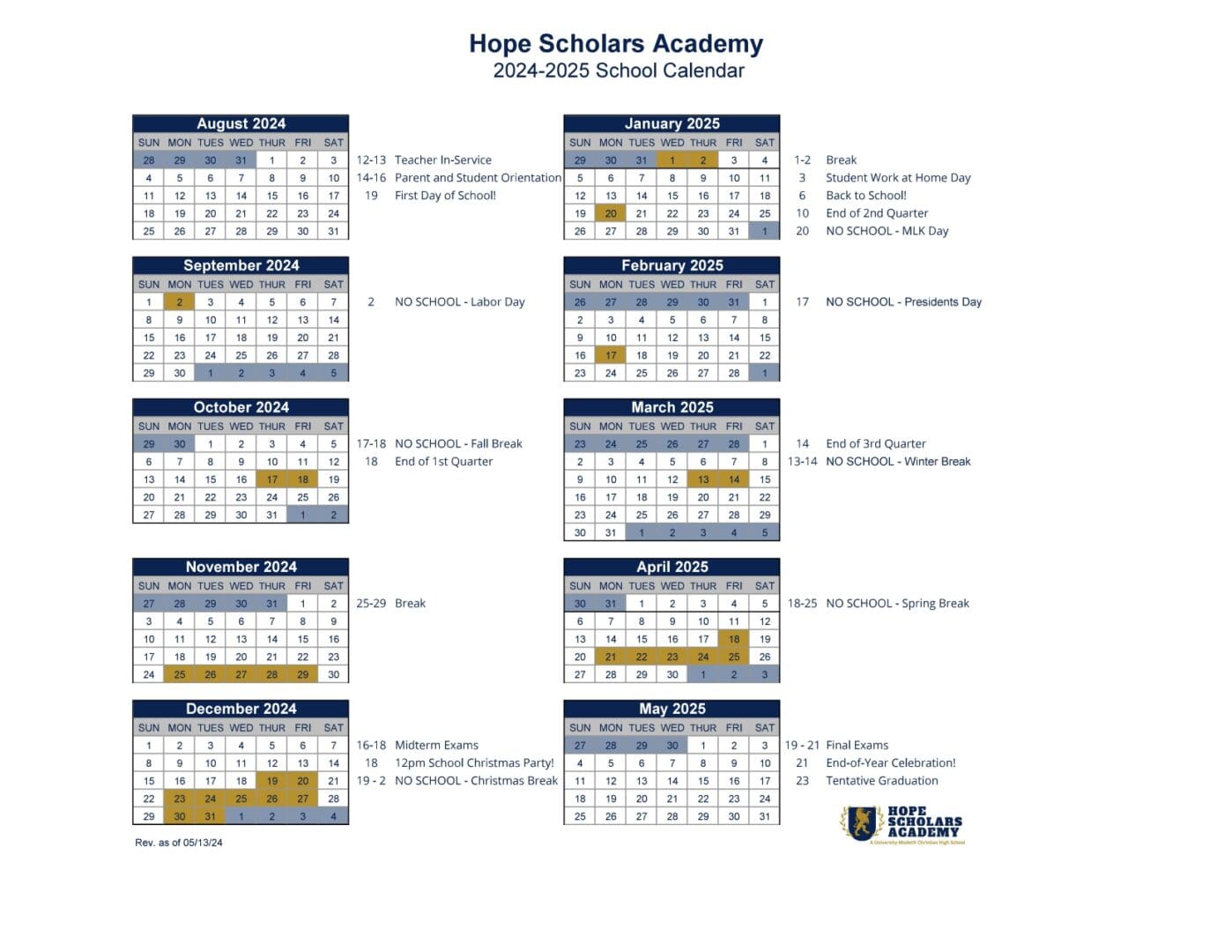 A calendar with the dates of school.